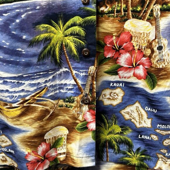 Puanani By Rjc Hawaiian Shirt Unisex Cotton USA Made Island Map Beach Music - XL - Picture 6 of 12
